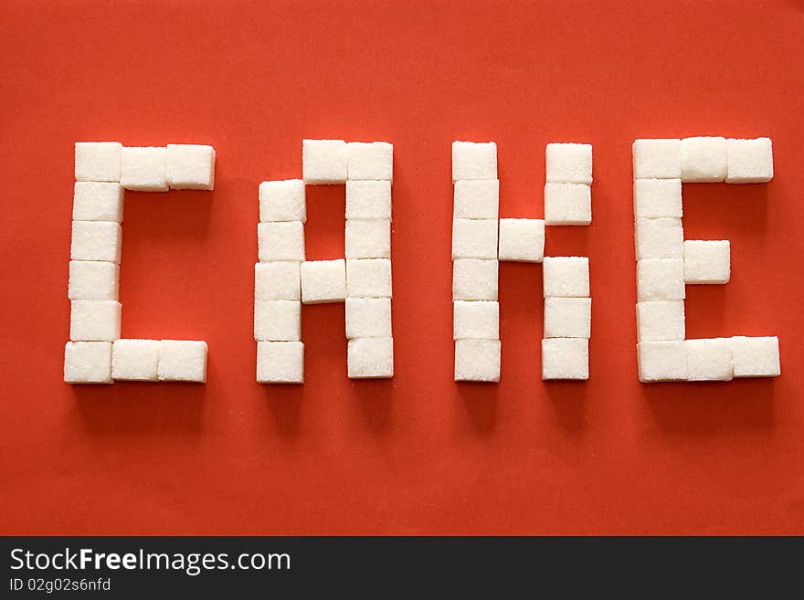 Word cake from sugar slices