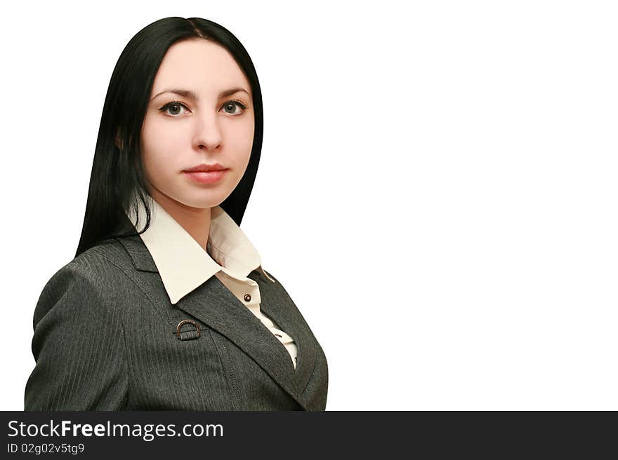 Portrait of business woman on white background