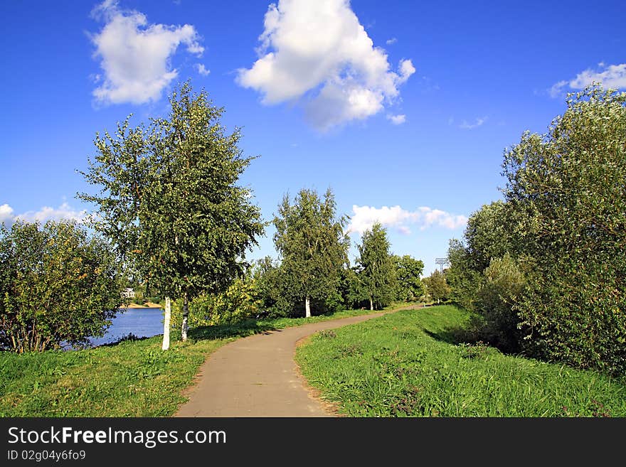 Lane in park near river