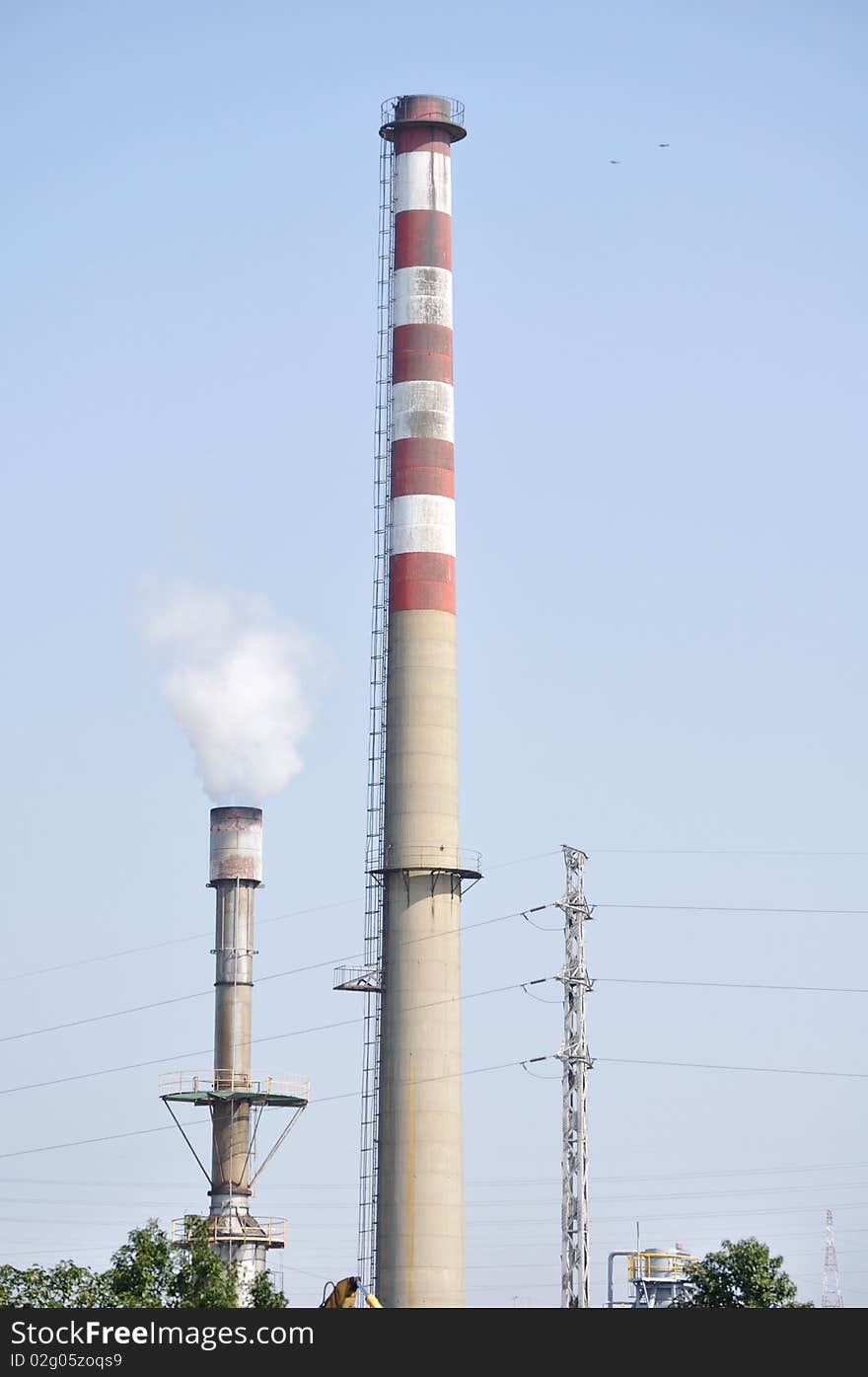 Two old chimneys on the factory