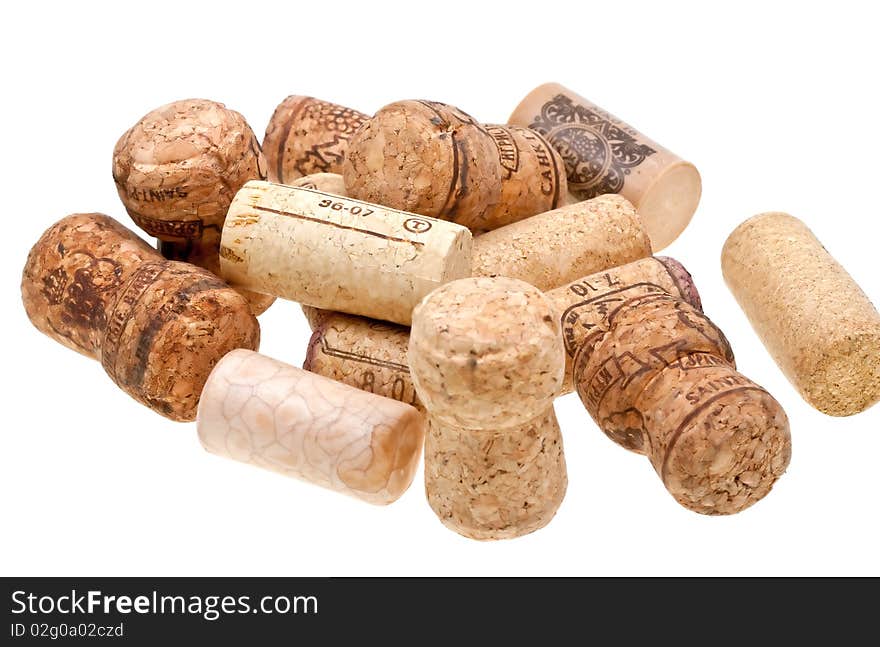 Close-up  Wine Corks Isolated On White