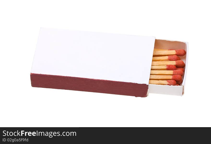 Opened matchbox isolated on a white