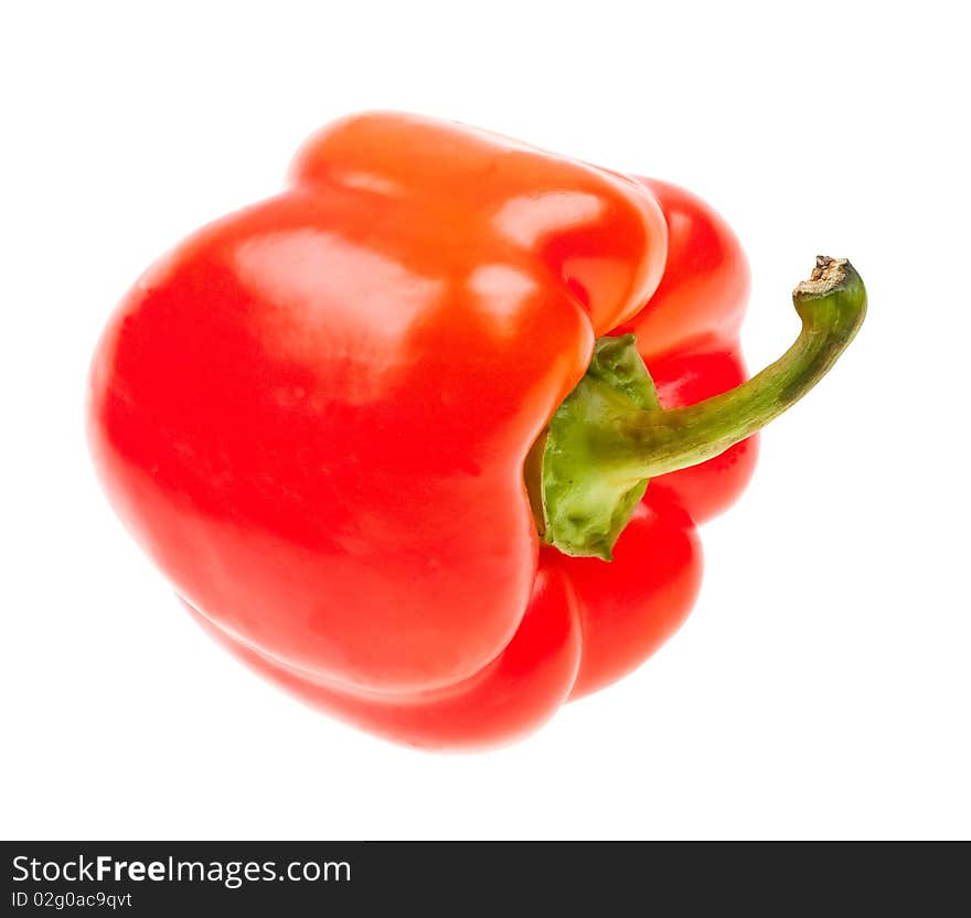 Close-up fresh red paprika isolated on white