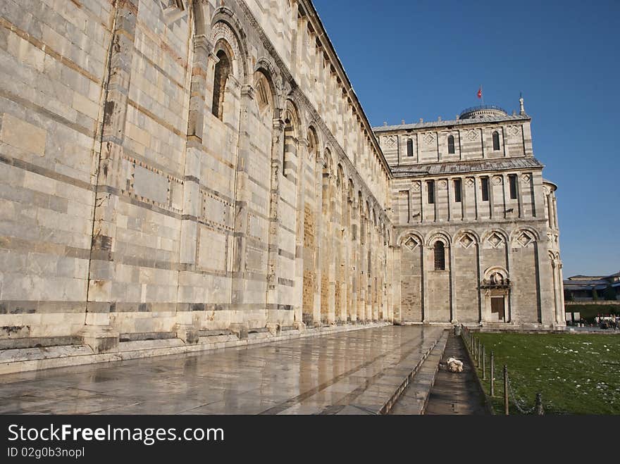 Light snow in Piazza dei Miracoli, Pisa, Italy, December 2009