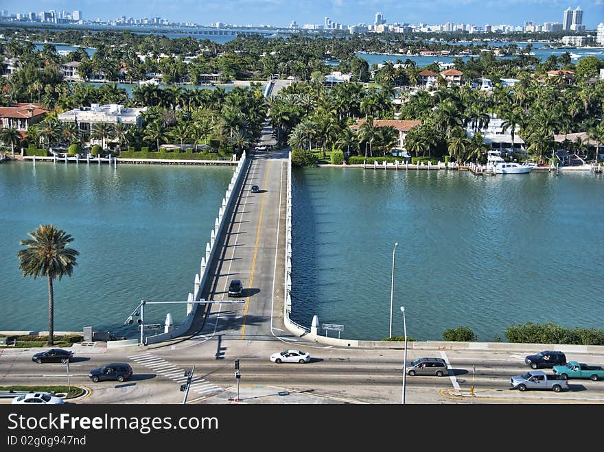 View of Miami from a departing Cruise Ship. View of Miami from a departing Cruise Ship