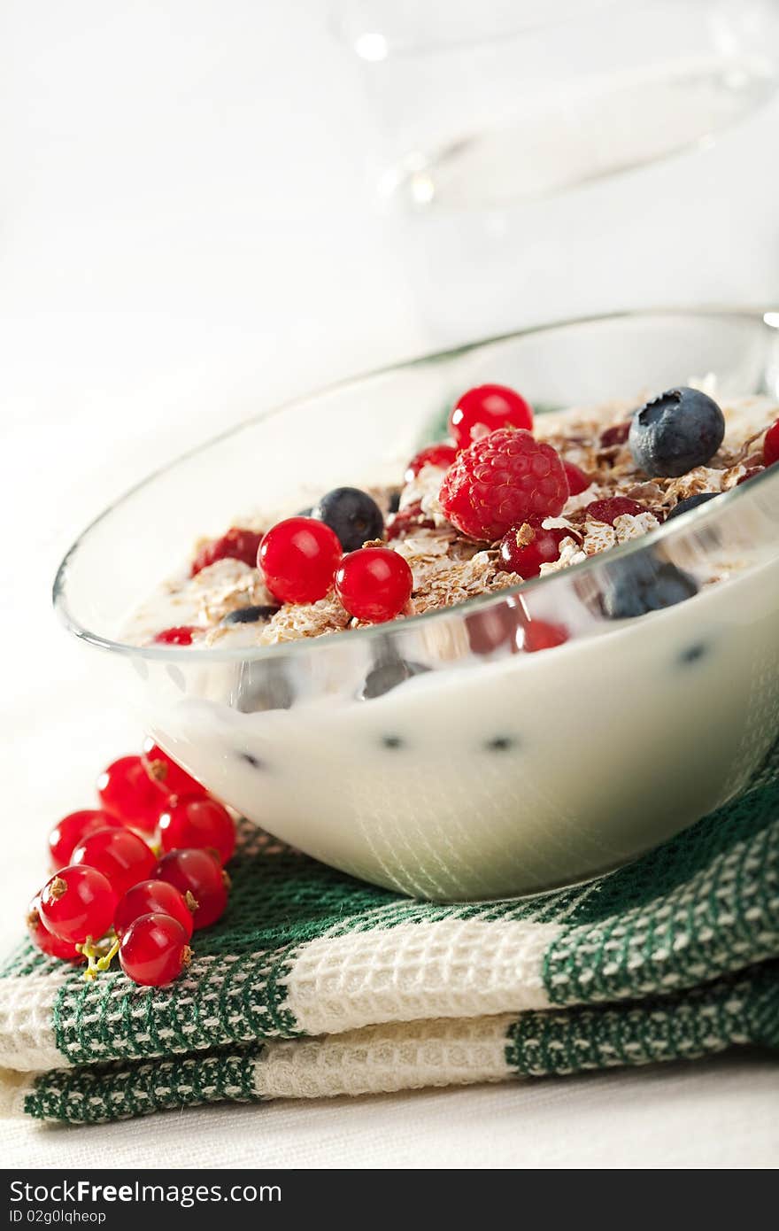 Yogurt with cereal and wild berries