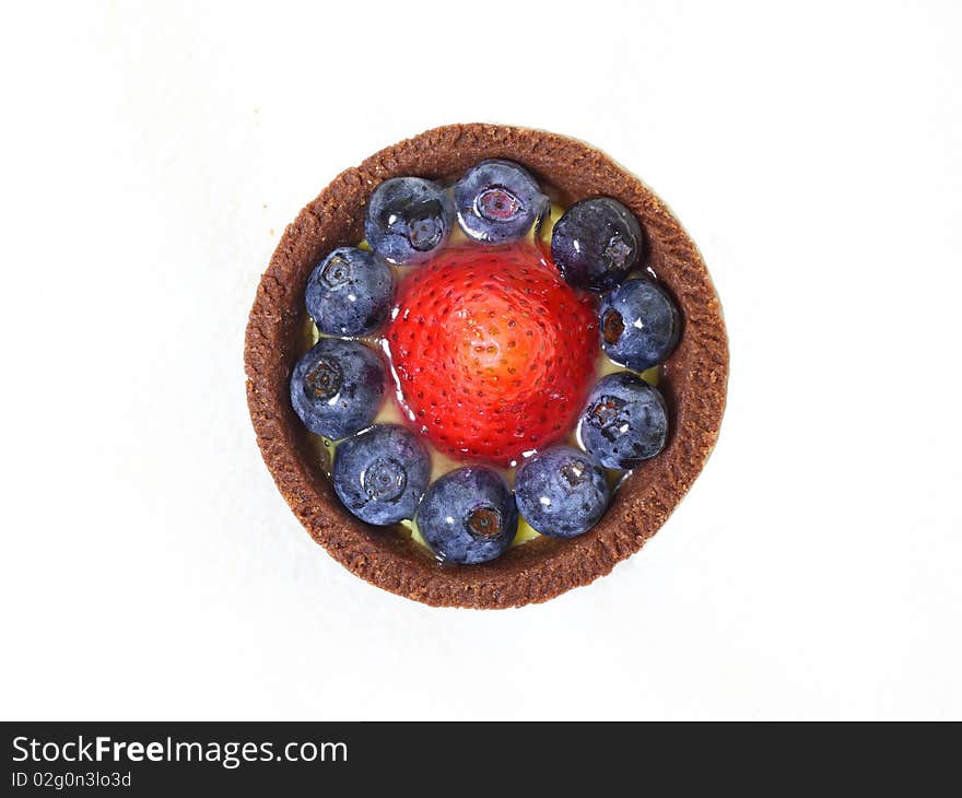 Strawberry & Blueberry Chocolate Cake isolated in white background. Strawberry & Blueberry Chocolate Cake isolated in white background