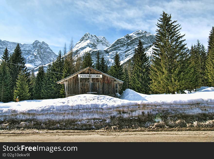 Cold Winter in the Heart of Dolomites, Veneto, Northern Italy. Cold Winter in the Heart of Dolomites, Veneto, Northern Italy