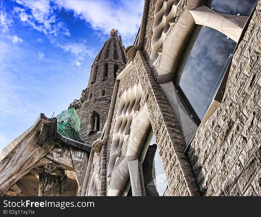 Sagrada Familia from the Ground, Barcelona, Spain