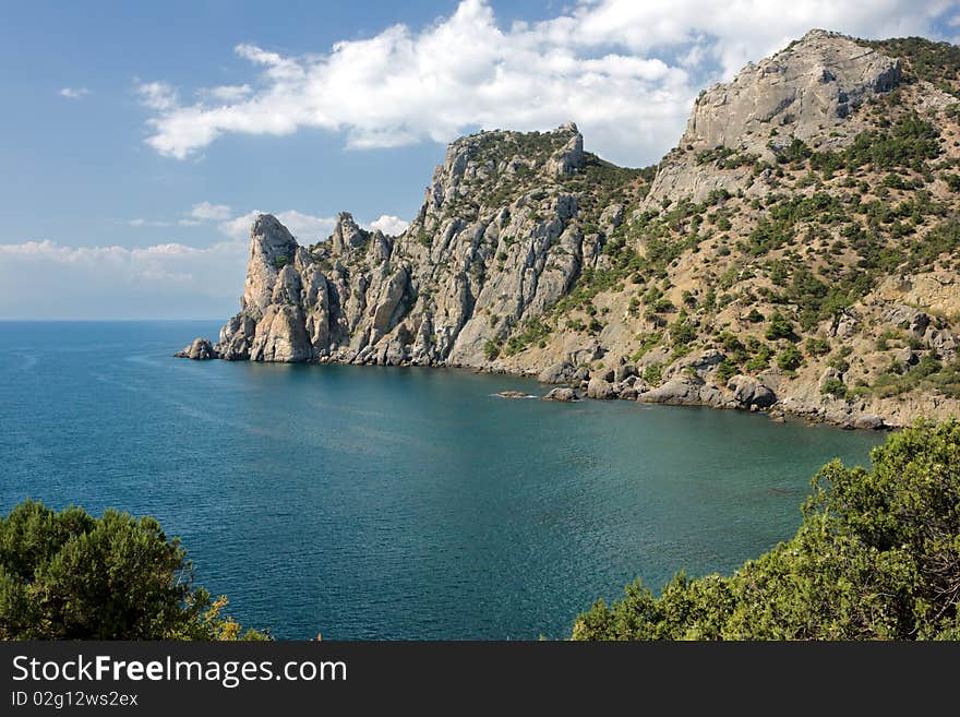 Crimea mountains and Black sea landscape, good sunny day. Crimea mountains and Black sea landscape, good sunny day