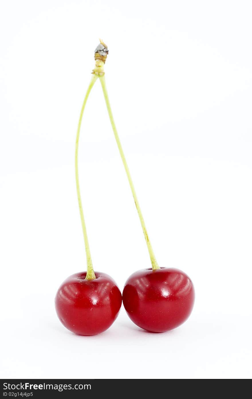 Cherries against a white background