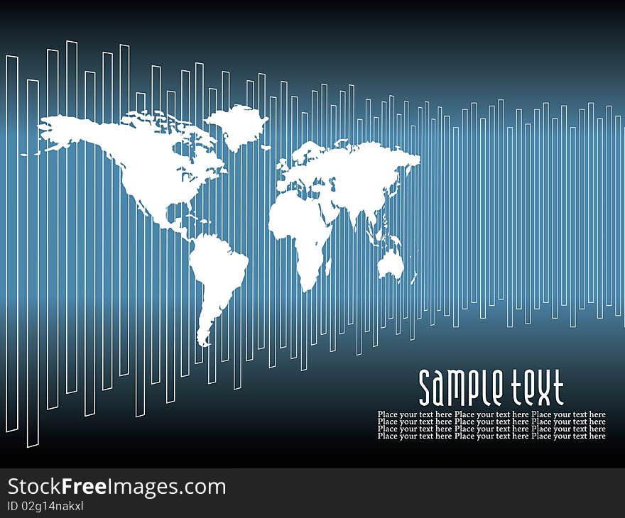 This image is a  illustration of world map on blue. This image is a  illustration of world map on blue.