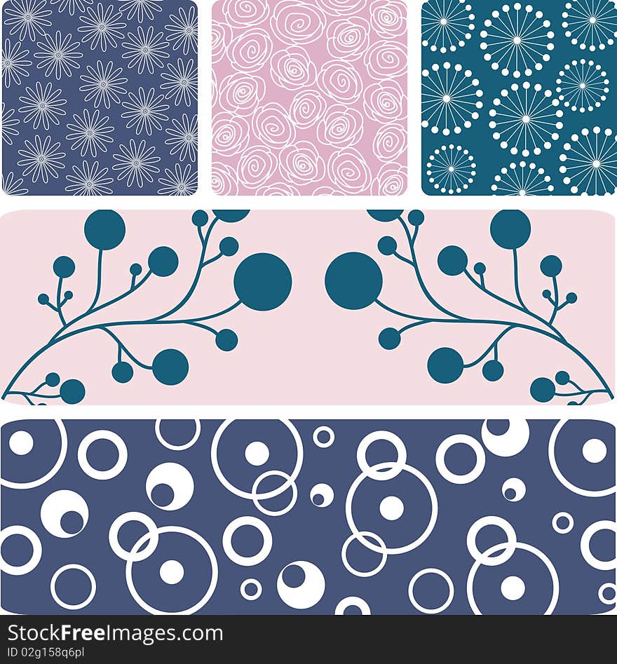 Set of Floral backgrounds design,  illustration. Set of Floral backgrounds design,  illustration