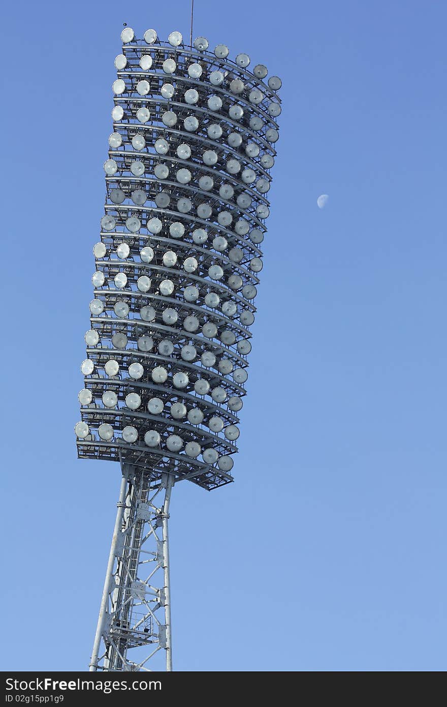 Lamp stadium on a clear blue sky