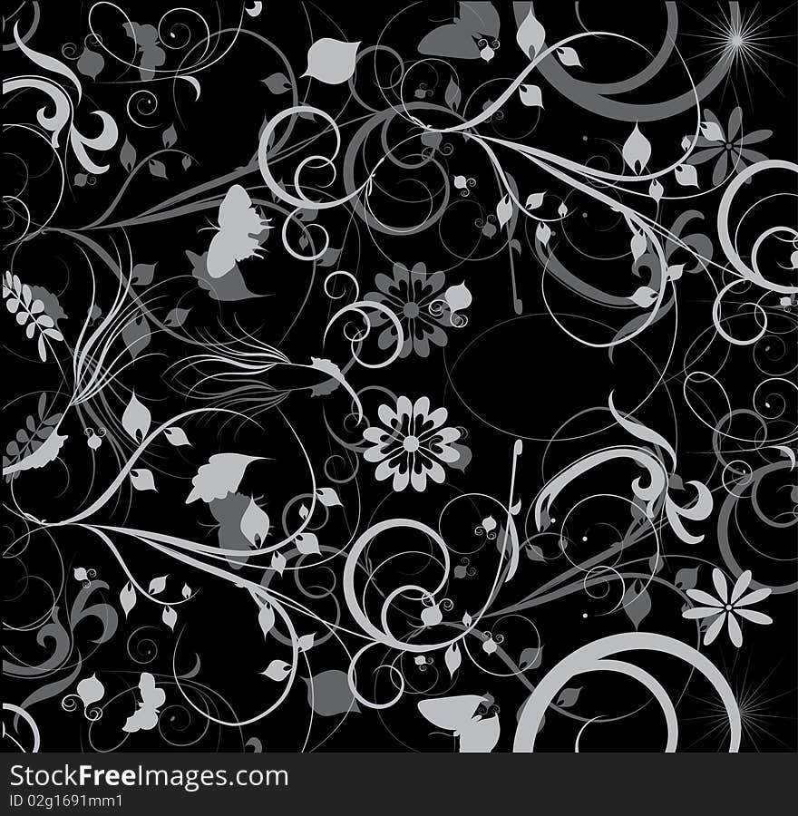 Flowers decoration on black background