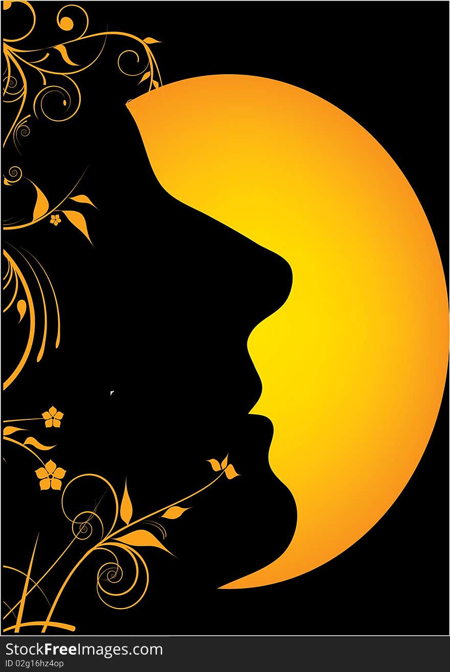 Woman face front of sun