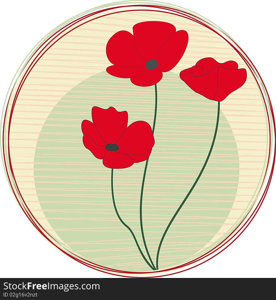 Floral retro background with poppies. Floral retro background with poppies