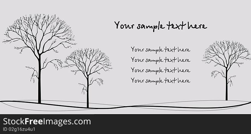 Card with trees and space rot your text. Card with trees and space rot your text