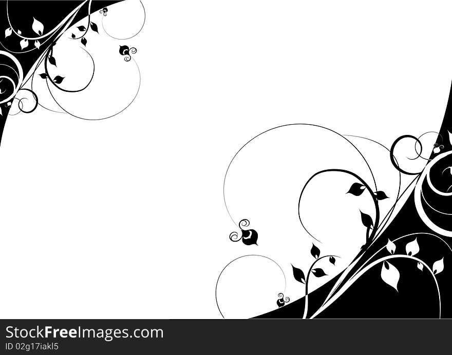 Black and white decorative flowers design