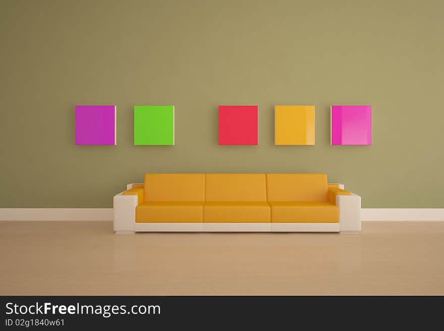 Nice colored modern interior composition