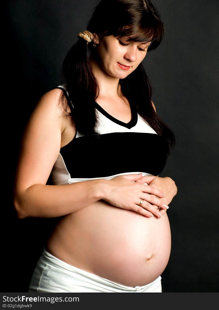 A shot of a beautiful pregnant woman