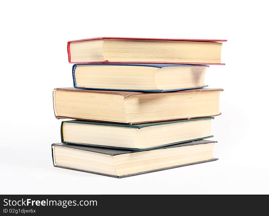 Stack of books isolated on white background