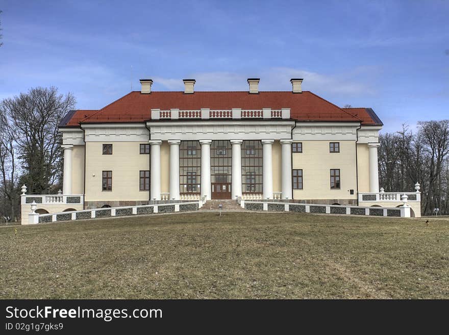 The classical Palace of the Pakruojis Manor is located in 2km away from Pakruojis, Lithuania. The palace was built in the 19th century by barons von der Ropp. Photo taken in Spring 2010. The classical Palace of the Pakruojis Manor is located in 2km away from Pakruojis, Lithuania. The palace was built in the 19th century by barons von der Ropp. Photo taken in Spring 2010.