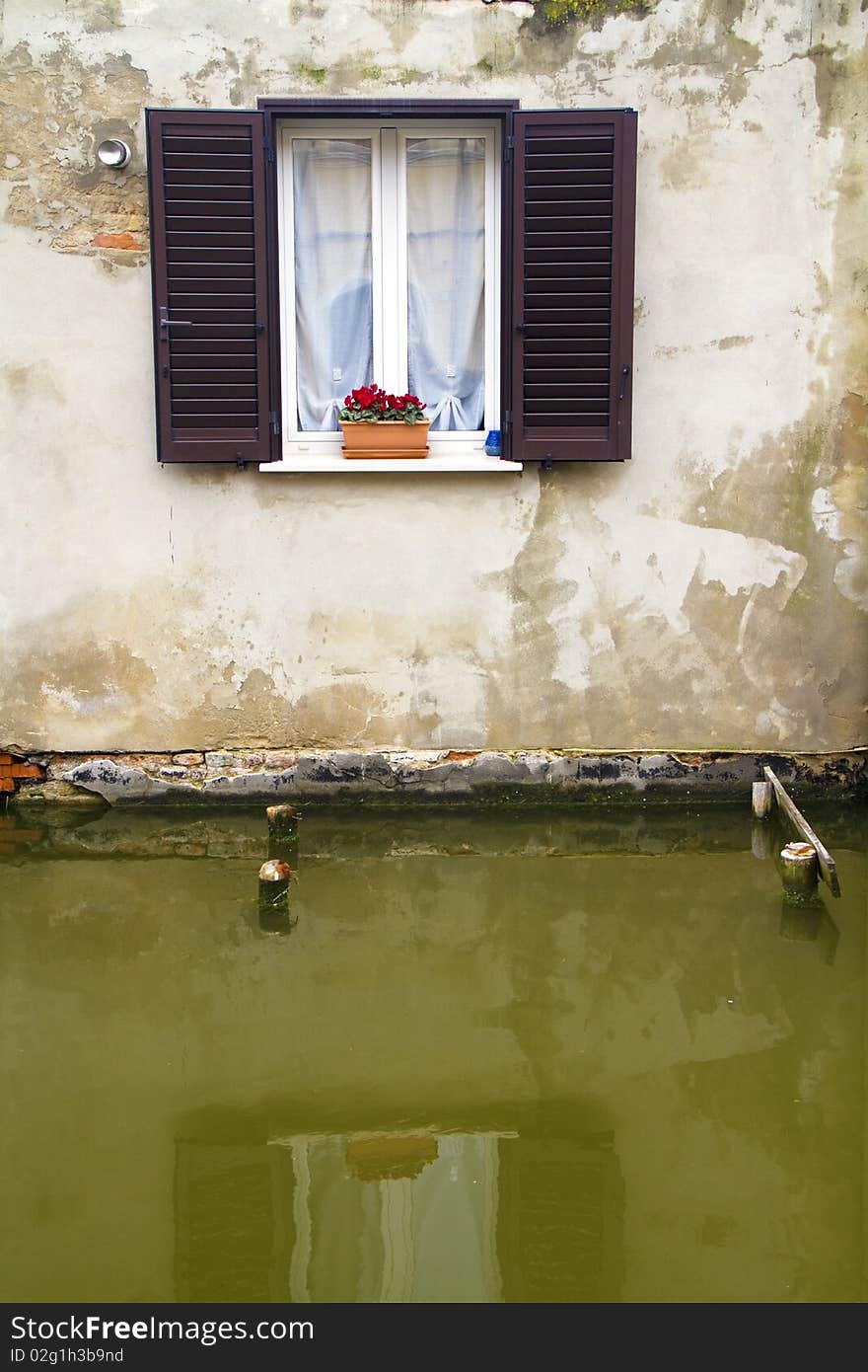 Window of an old house by the river