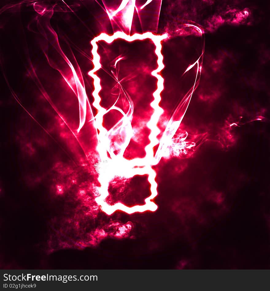 Illustration of exclamation mark in the smoke