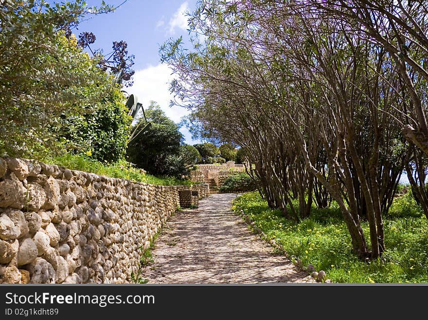 Mediterranean Park At Sea,with Footpath