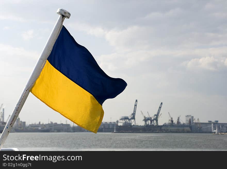 Flag on the background of the port