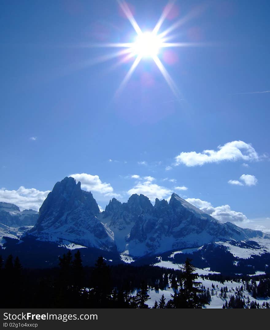 Val Gardena, in winter sunny day. Val Gardena, in winter sunny day