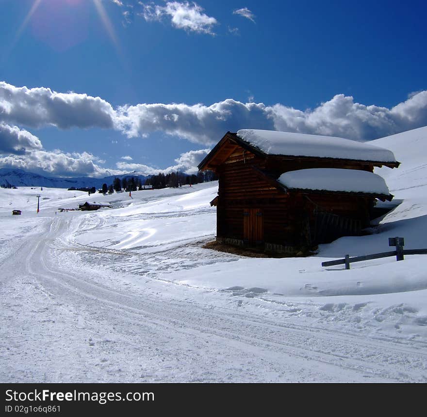 Winter walking in val gardena. Winter walking in val gardena