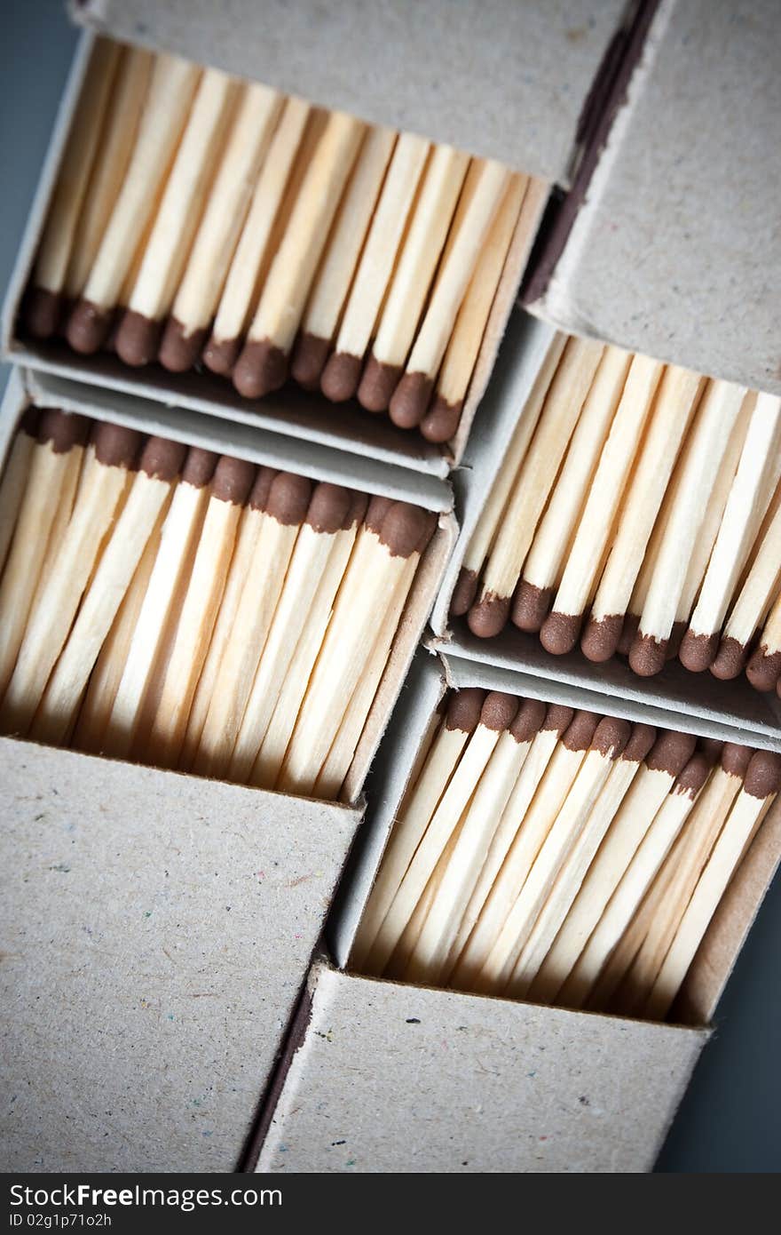 Four box of matches, close-up