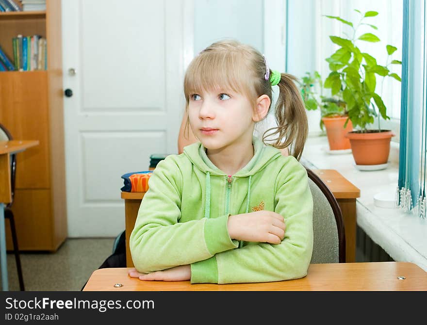 The girl at a lesson at school