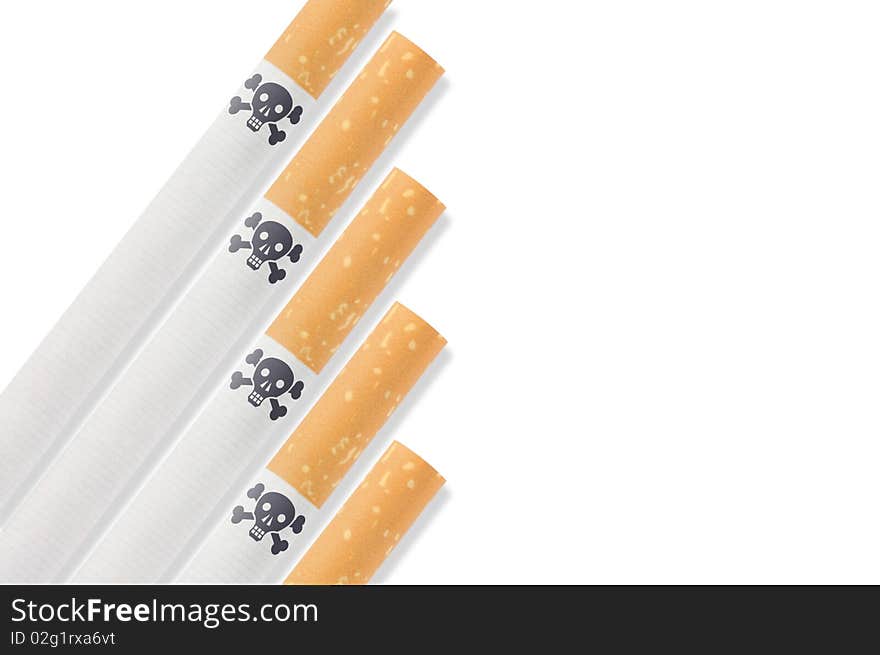 Some cigarettes with the skull and crossbones sign instead of the brand name. Some cigarettes with the skull and crossbones sign instead of the brand name.