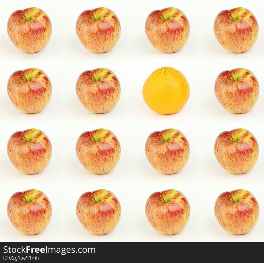 Background with apples and orange. Background with apples and orange