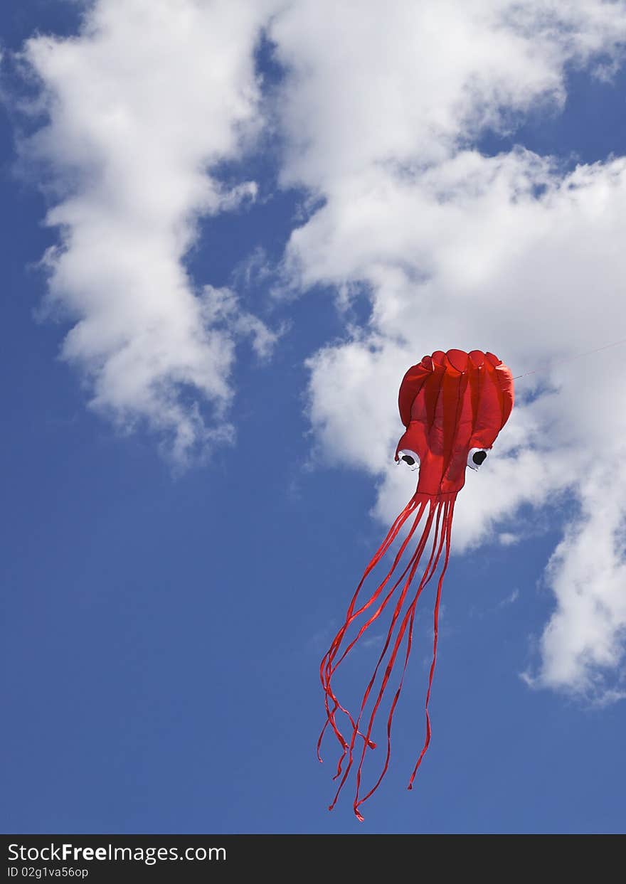 Kite Flying in the sky with white clouds. Kite Flying in the sky with white clouds