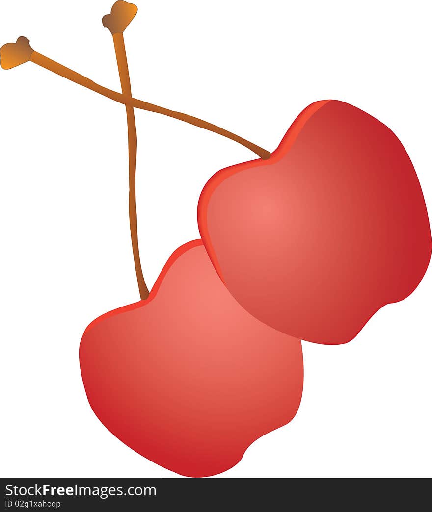 This is a  illustration of two ripe, organic cherries. This is a  illustration of two ripe, organic cherries.