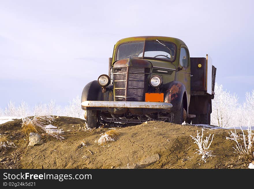 Classic truck with wooden truck bed