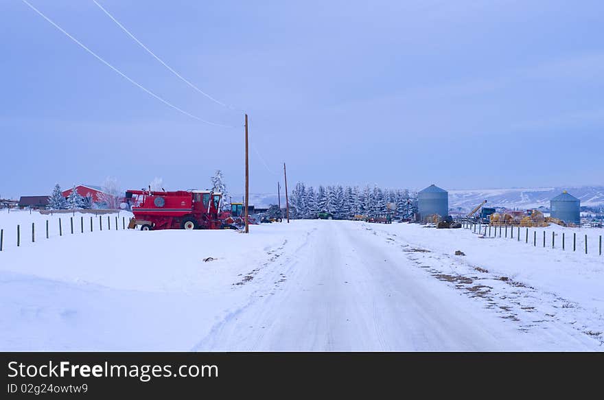 Historic farmstead on country Road