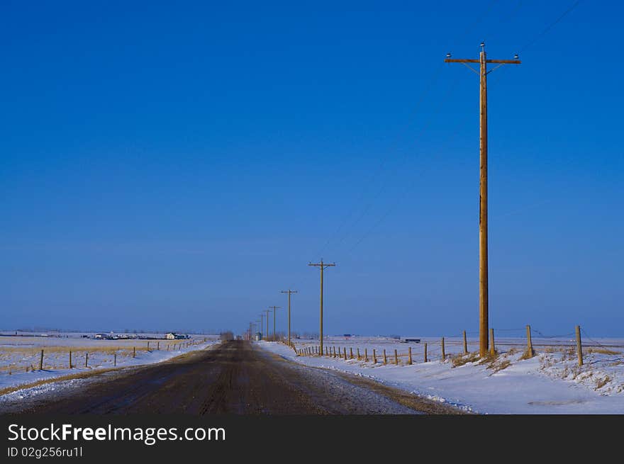 Country Road with electric poles