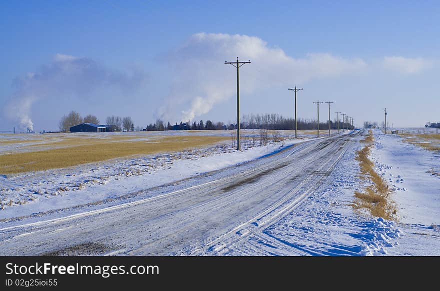 Country Road with electric poles