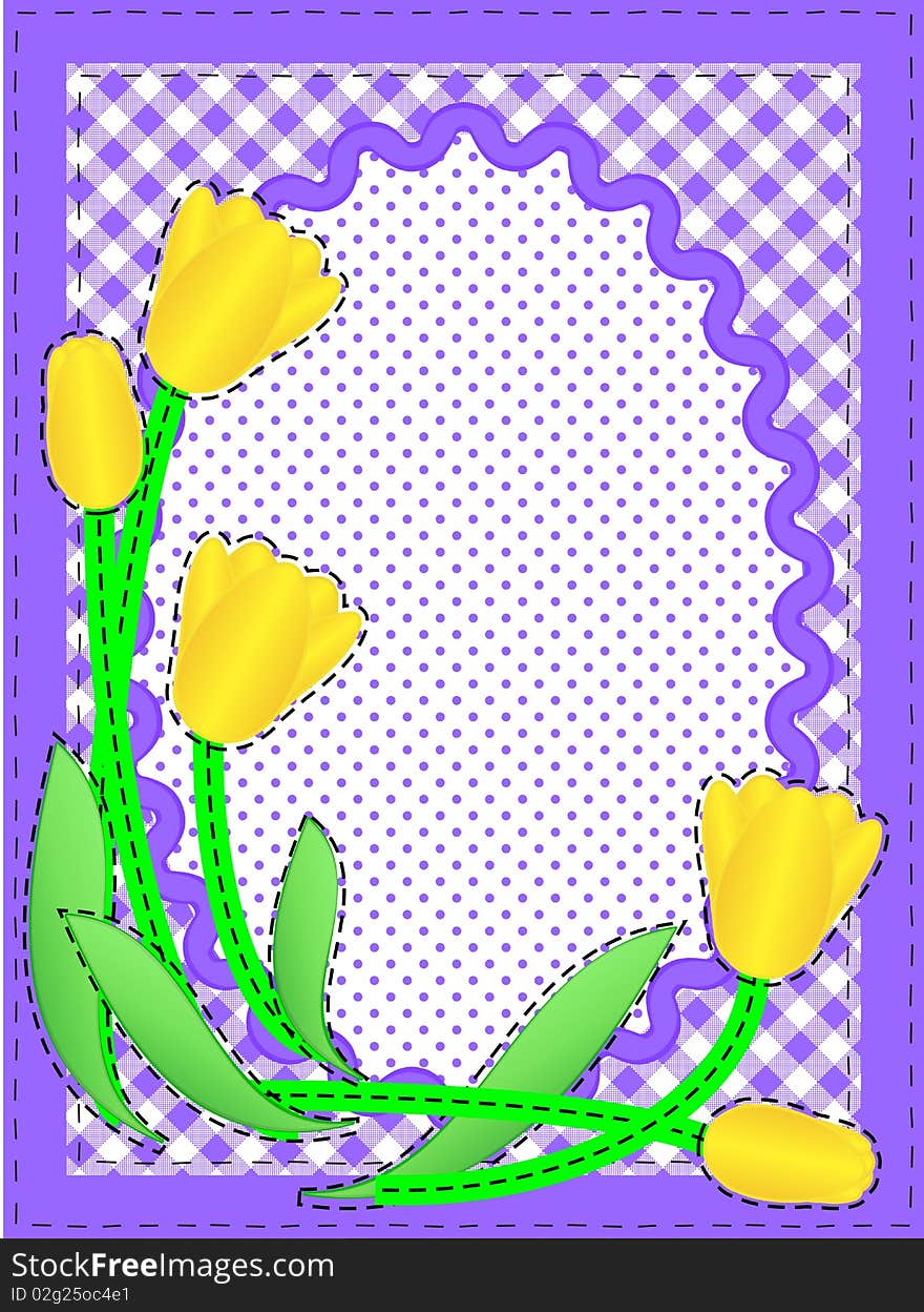 Vector Oval Border With Flowers and Copy Space