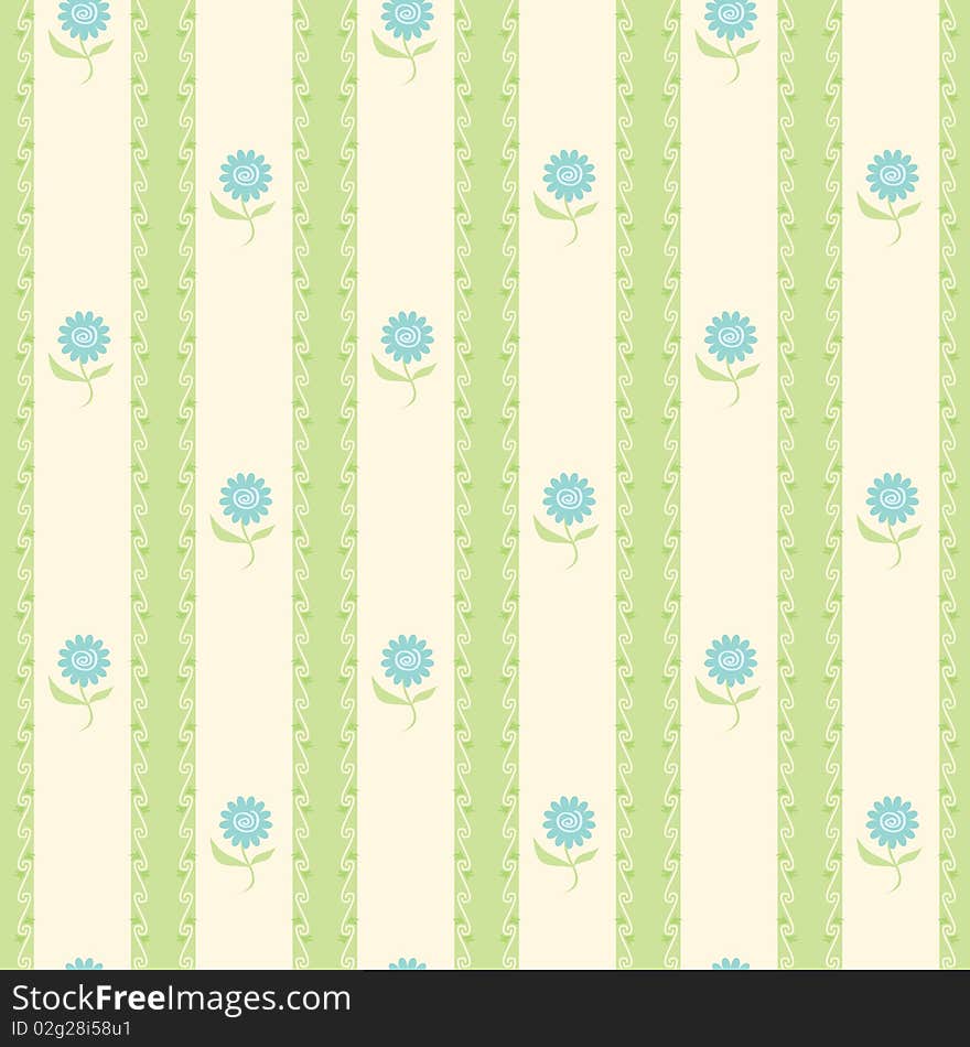 Rural wallpaper with dark blue florets. Vector illustration