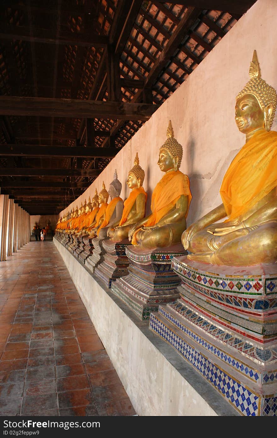 Buddha rows in Thailand Temple