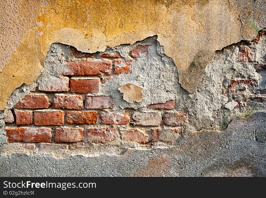 Grungy wall with red bricks. Grungy wall with red bricks