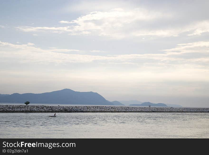 Fisherman in the Sea of Pattaya in Thailand