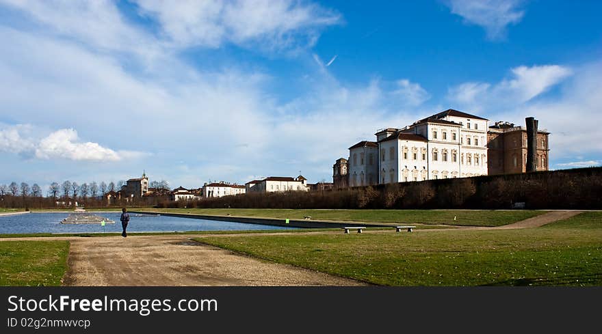 Venaria Reale (Italy) royal palace, view from the pool