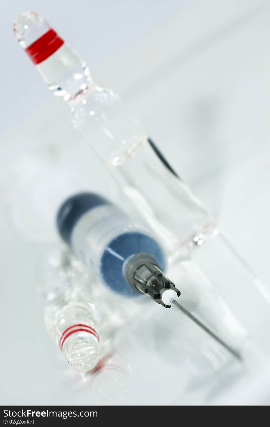 Close up of Syringe with ampules. Close up of Syringe with ampules.